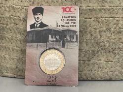 2020 - 1 Türk Lirası (TL) TBMM 100. Yıl Hatıra Parası (Özel Kapamasında)