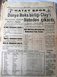 HATAY POSTASI  GAZETESİ SİYASİ YEREL TAŞRA BASINI -  3 MAYIS 1967- YIL :20 SAYI :5644-  Lüks Eşyadan Vergi Alınacak -  Hastalıklar otamatik olarak teşhis edilecek - Şehir ve Memleket Haberleri : Köylerde sütçülük  kooperatifi  kuruluyor - Tarsus ta tütün ekimi olumlu sonuç verdi - Türkiye  Öğretmenler Sendikası - Dış Haberler -  Dünya  dış ticareti  geçen yıla oranla düşük - İngiltere  Ortak Pazara Adaylığını Koyuyor -Uluslararası  Dazlaklar  Kongresi  Toplandı - Hatay Spor   -- Dünya Boks Birliği Clay 'ı Listeden Çıkardı - 1966-1967 Hatay ikinci küme ligi birinci devre puan durumu