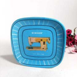 Vintage Singer Tabak, Dekoratif Tabak Plastik Mika