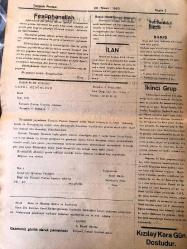 KÜTAHYA TAVŞANLI  POSTASI GAZETESİ YEREL TAŞRA BASINI-  20 NİSAN 1962-YIL :13 SAYI :724- 23 Nisan Milli Hakimiyet Ve Çocuk Bayramı Günün  Mana Ve Önemi Belirtilerek  Kutlanacak - Kütahya İlinden Yetişenler  Derneği  Balosu -  Belediye Müfettişi Geldi   Mülkiye Müfettişi  Arif  Tümer  İlçemize Gelmiştir -  Mehmet Gülseren Gazetemizin  Kadrosunda - Sucuk İmalathanesi  Yapılıyor - Yurt  Gazetecileri  Diyor ki : Bakış  - İkinci Grup - Kütahya İlinden Yetişenleri  Derneği Şiir Müsabakası - Bir Çalgıcının Seyahati  -Konuşan Bebekler - Tavşanlı Asliye  Hukuk Mahkemesinden -