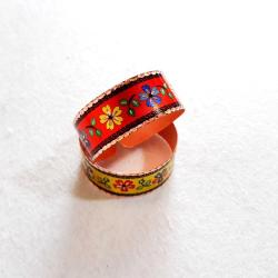 Bakır bilezik , el işçilikli lüks bilezik-bileklik harika Çiçekli model kırmızı renk