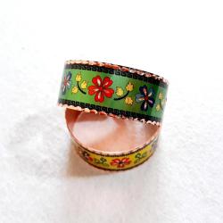 Bakır bilezik , el işçilikli lüks bilezik-bileklik harika Çiçekli model yeşil renk