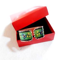 Bakır bilezik , el işçilikli lüks bilezik-bileklik harika Çiçekli model yeşil renk