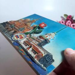 Vintage Duvar Süsü, Rusya ve Türk Rölyef Figürleri, Türk Kız Kulesi Figürü, el boyaması dekoratif