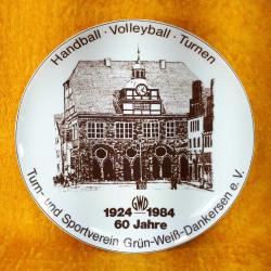 VINTAGE HANDBALL VOLLEYBALL TURNEN 1924-1984 60 JAHRE HATIRA SEPHIA BASKI RESİMLİ AVRUPA FRIESLAND MELITTA GERMANY PORSELEN TABAK