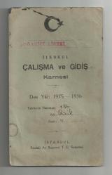 1935-1936 DERS YILI BOĞAZİÇİ LİSESİ İLKOKUL ÇALIŞMA KARNESİ...