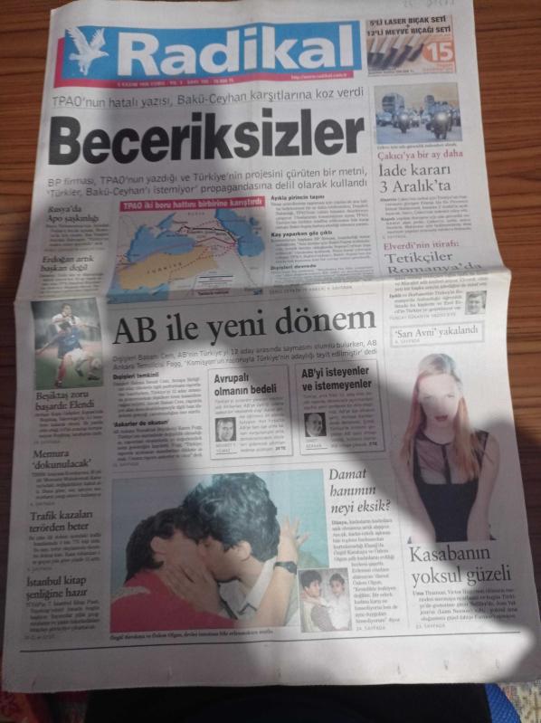 Radikal Gazetesi 6 Kasım 1998 İstanbul Büyükşehir Belediye  