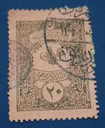 Osmanlı Vergi pulu 20 Kuruş güzel Damgalı