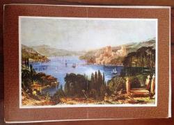 HEDİYE KARTPOSTALI, ESKİ İSTANBUL'U YANSITAN BİR ÇİZİM, ARKASI YAZILI (BACINOĞLU İNŞAAT), RENKLİ, 19 X 14 CM EBADINDA - 1940'LAR, 1950'LER, 1960'LAR, 1970'LER 1980'LER