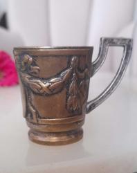 Antika piriniç art nouveau minik bardak zarfı gümüş kaplama