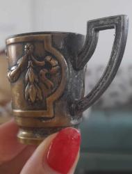 Antika piriniç art nouveau minik bardak zarfı gümüş kaplama