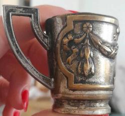 Antika piriniç art nouveau minik bardak zarfı gümüş kaplama