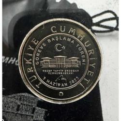 Efemera - RTE Göreve Başlama Hatıra Parası 3 Haziran 2023 Flexi Stant ve Kesesi ile Birlikte. ÇİL ((++)) - kitantik - kitaLog