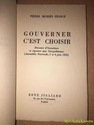 Gouverner C'est Choisir - Pierre Mendes France - Rene Julliard - Fransızca Kitap (Yönetmek Seçmektir) Hafif Yıpranmış
