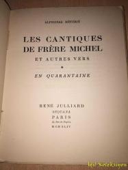 Les Cantiques de Frere Michel - Alphonse Meterie  - Rene Julliard - Fransızca Kitap (Kardeş Michel'in Şarkıları) Hafif Yıpranmalar Mevcut