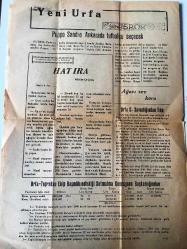 ŞANLI URFA YENİ URFA  GAZETESİ YEREL TAŞRA BASINI  -14 Ağustos 1965 Yıl :13 SAYI :1000-  Valimizin Yol Faaliyetleri - Köşe Başları Mikrop Yatağı  -Elektrik  ve  su sıkıntısı ile ilgili  makamlara  telle şikayet edildi - Caddeler  asfaltlanıyor -   Orhan Apaydın   CHP 'ye Girdi  Ayrılık  Günay Taylan  -Hatıra  Müslüm Çurğatay - Gençlik  Sayfası  :  İstanbul Sokakları   M.Emin  Fırat   -Sevgili  A. Fazıl Döğücü -  Puppo  Sandro Ankara da  Futbolcu  seçecek -