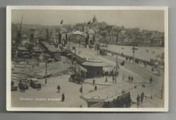 OSMANLI DÖNEMİ GALATA KÖPRÜSÜ ÜZERİNDE TAK VE BAYRAM HAZIRLIKLARI FOTOKARTI...
