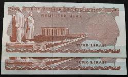 6. Emisyon 3. Tertip 20 Lira F64 496949-50 Seri Takipli Çil