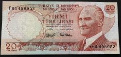 6. Emisyon 3. Tertip 20 Lira F64 496953 Çil