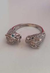 Gümüş 925 ayar Cartier Panter leopar aslan başılar tasarım yüzük