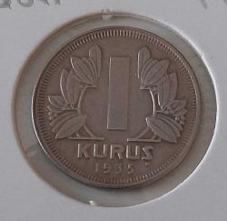 1935 YUVARLAK 1 KURUŞ MADENİ NİKEL ORİJİNAL ÇİL EN NADİRİ RR1AA1A ÇİLİ PEK ÇIKMAZ