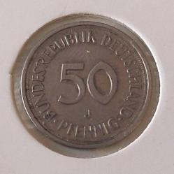 1980 ALMANYA BUNDEPOST 50 (J) PFENNING ORİJİNAL MADENİ PARASI ÇİLALTI NADİR AA1B2