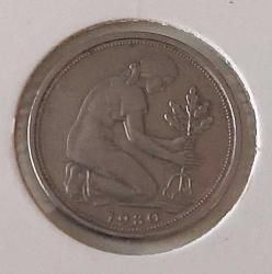 1980 ALMANYA BUNDEPOST 50 (J) PFENNING ORİJİNAL MADENİ PARASI ÇİLALTI NADİR AA1B2