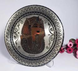 Bakır Tabak, Türk Tabağı, Renkli Etnik, Dekoratif Tabak, Mısır Firavunu Resimli