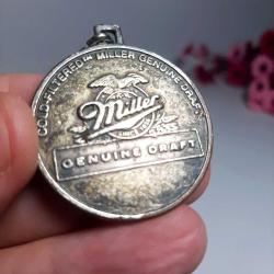 Vintage Miller Marka Anahtarlık Ucu, Gümüş Rengi, Retro Anahtarlık Ucu