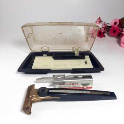 Vintage Jilet ve Paslanmaz Bıçak Seti, SCHICK Marka, Tıraş Makinesi Sapı, Tıraş Aleti, Seyahat Seti