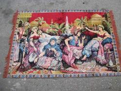 Antika - İPEK KADİFE - KAHVECİ GÜZELİ TEMALI DUVAR HALISI - 118X170  CM - kitantik - kitaLog