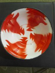 DEKORLUK KIRMIZI HOROZ İBİĞİ ÇUKUR ÇİNKO EMAYE YEMEK TABAĞI 18 CM