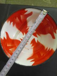 DEKORLUK KIRMIZI HOROZ İBİĞİ ÇUKUR ÇİNKO EMAYE YEMEK TABAĞI 18 CM