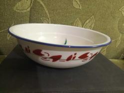 DAMGALI ÇİÇEKLİ NADİR ÇUKUR ÇİNKO EMAYE YEMEK TABAĞI 24 CM ATIKLI