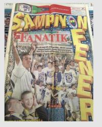 FENERBAHÇE ŞAMPİYON 27 MAYIS 2001 FANATİK GAZETESI KADIKÖY'ÜN FERRARİ'Sİ NADİR 24 YILLIK ŞAMPİYONLUK GAZETE