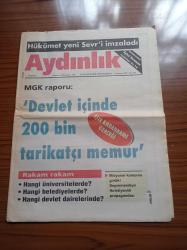 Aydınlık Gazetesi - 20 Ağustos 2000 - Kurucusu Şefik Hüsnü - Doğu Perinçek - Henry Kissinger Avrupa Birleşik Devletleri Hayal - Hükümet Yeni Sevr'i İmzaladı - Milli Güvenlik Kurulu Raporu Devlet İçinde 200 Bin Tarikatçı Memur - Haftanın Konuğu Aykut Kocaman - Misyoner Kampına Girdik Depremzedeye Hristiyanlık Propagandası
