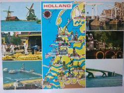 ŞEHİR KARTPOSTALI-HOLLANDA/TURİSTİK GEZİNTİ VE TARİHİ YERLERİN HARİTASI ÜLKE GÜZELLİKLERİ GÖRÜNTÜSÜ,ARKASINA YAZILMAMIŞ, RENKLİ, 11 X 15 CM EBADINDA-1950'LER, 1960'LAR, 1970'LER, 1980'LER