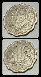 1942 - 1 KURUŞ (TCM942) ÇÇT+ “PAPATYA”