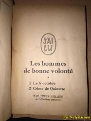 Les Hommes De Bonne Volonte : 1 Le 6 Octobre - 2 Crime de Quinette - Jules Romains - Ernest Flammarion Editeur - J'ai Lu - Fransızca Kitap (İyi Niyetli Adamlar: 1- Ekim 6 - 2 - Quinette Suçu) Hafif Yıpranmış
