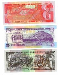 Honduras 1-2-5 Lempira 2014-2016 3 PCS.SET UNC ÇİL