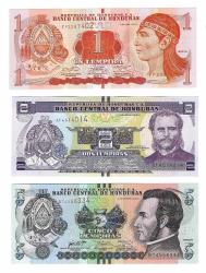 Honduras 1-2-5 Lempira 2014-2016 3 PCS.SET UNC ÇİL