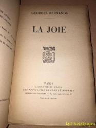 Georges Bernanos - LA JOİE - Librairie Plon - Fransızca Kitap (Hafif Yıpranmış)