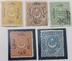 1868 AYYILDIZLI (DULOZ) TAKSE PULLARI III.TİP PULLAR İSFİLA NUMARASI 46-47-48-49-50 OLAN PULLARDIR 2024 KATALOK DEĞERİ;???TL DİR DDD3A2 ÇOK NADİR