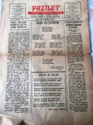 ESKİŞEHİR FAZİLET GAZETESİ YEREL  TAŞRA BASINI - 1 Şubat 1956 YIL :2 SAYI :18- Yunus Mevlana Komünistler Ve Toprak Mecmuası  Yazan : Fazlıoğlu   Cemal  Oğuz  Öcal - - Arzu  ve İsteğim  - Bir İngiliz Profesörü  ile İslamiyet  Hakkında Hasbühal  -Çöller   Ve Göller   Ahmet  Cezar  Arvası - Kur 'an  ve Dünya  Zübeyr  Yusuf  KOÇALİOĞLU - Fazilet  :  Ahmet  Cavit  Batu -  Çok Değil Azdır  : Kadircan  Kaflı - Son Nedamet  : Selahattin  Daloğlu -