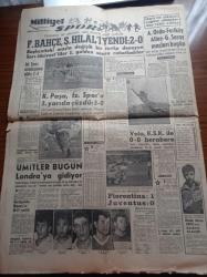 Milliyet Gazetesi - 19 Mart 1962 - Fenerbahçe Şeker Hilali Yendi - Vefa Karşıyaka İle Berabere Kaldı - Can Bartu - Ogün Altıparmak - Selim Soydan - Cezayir İle Fransa Arasında Senelerdir Devam Eden Harp Nihayete Erdi - De Gaulle Açıklıyor Ateşkes Anlaşması İmzalandı - İsmet İnönü'nün Evine Dün Hırsız Girdi - Ankara'da TV İstasyonu Kuruluyor - Fener Rum Ortodoks Patrikhanesinde Ayin - Doğuda Yezidiler Ve Eşkıyalar