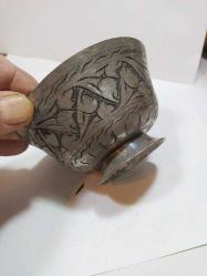 M2---BİTKİ DESENLİ ANTİKA BAKIR KASE