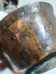 M2----ÇİVİ İŞİ DESENLİ OSMANLI BAKIR KASE