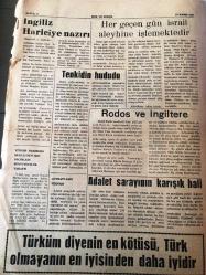 İSTANBUL HAK Ve HUKUK  GAZETESİ  ADALET MÜLKÜN TEMELİDİR YEREL TAŞRA BASINI - 27 KASIM 1967 YIL :6 SAYI:36 Baro Başkanı : Bir Avukat tevkif eden hakim karşısında bütün Türk avukatlarını bulacaktır dedi - Ferruh Dereli 'nin  Masonluğu  Baro  Başkanlığına  Mani Midir ?- Sivri Sakallı Athenogoras  Efendi - Özel  Okular  Devletleştirilmeli  - Gazetemiz  PTT Aleyhinde Dava Açtı - Ankara Hukuk Fakültesi  - Ferruh Bozbeyliye Çekilen  Telgraf - Adalet Bakanı H. Dinçer  Üsküdar da - Genç Avukatlara Kredi  Verilecek -  Temyiz Mahkemesine  Atanan Son 30  Üye Ne Yapıyor  ?- Paris 'ten Notlar - Baronun Parası Ve Lokali -Sırrı  Coşkun Erzurum dan Bildiriyor - Mösye Claude Lussan İstanbul 'a Davet Edilecek -Masonluk  Red Sebebi  Olabilir mi ? -Her Geçen Gün İsrail Aleyhine İşlemektedir - Rodos ve İngiltere -