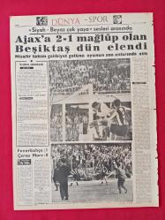 6 Ekim 1966 - Dünya Gazetesi Spor Sayfası - Beşiktaş 1-2 Ajax
