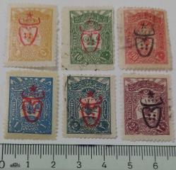 1905  POSTA PULLARI ÜZERİNE PTT SÜRŞARJLI HARB EMİSYONU PULLARINDAN İSFİLA NOSU 793-794-795-796-797-798 OLAN ŞARNİYERLİ PULLAR UUU2E3 ÇOK NADİR